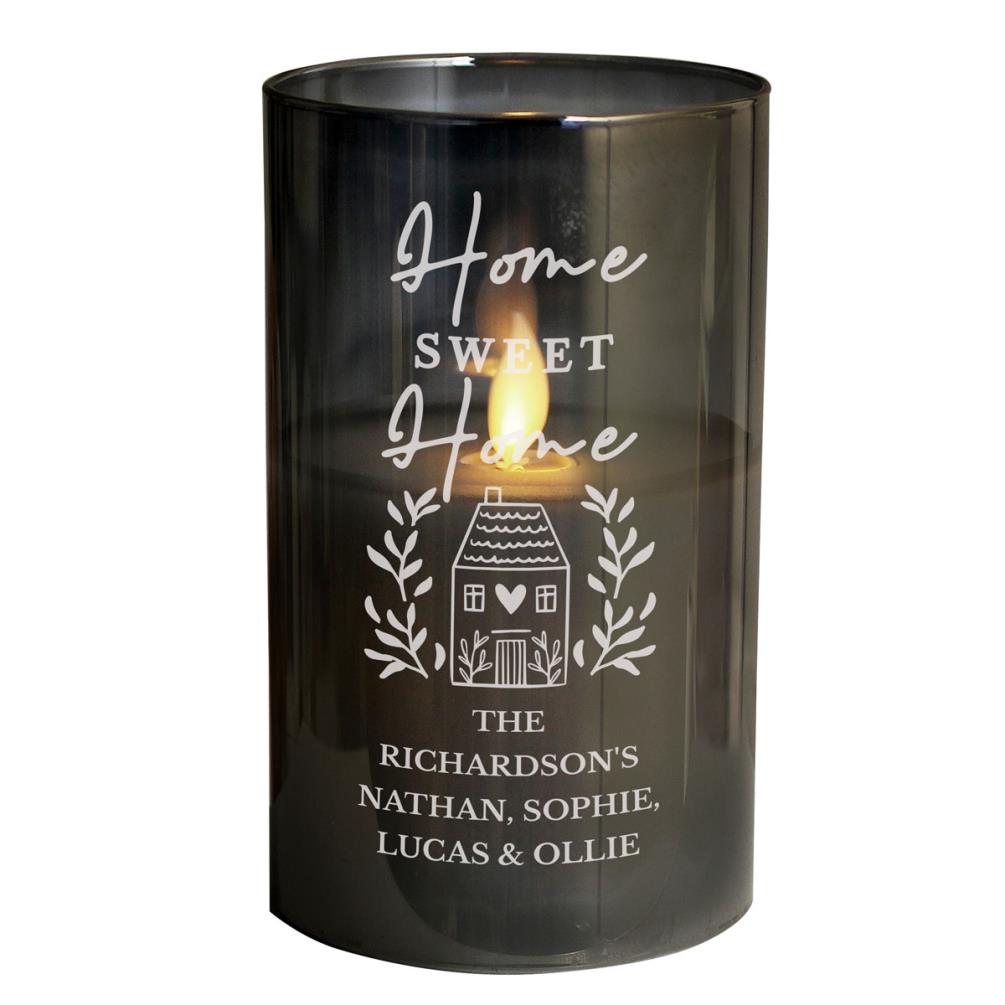 Personalised Home Sweet Home Smoked Glass LED Candle £17.99